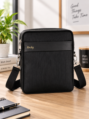 Personalized Premium Travel Side Bag in Black