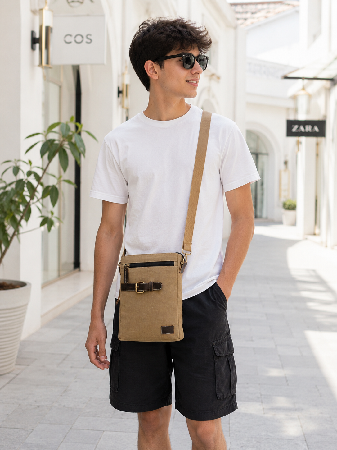 Classic Canvas Messenger Side Bag with Adjustable Shoulder Strap - Image 2