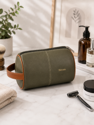 Personalized Vegan Leather Travel Kit with Name